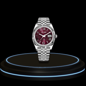 20 ffa6e10b 3d0d 4893 9952 f3b2b0f6a905 SEIKO Mod Datejust Collection Wine Red Dial NH35 Automatic Movement Silver Stainless Steel Strap