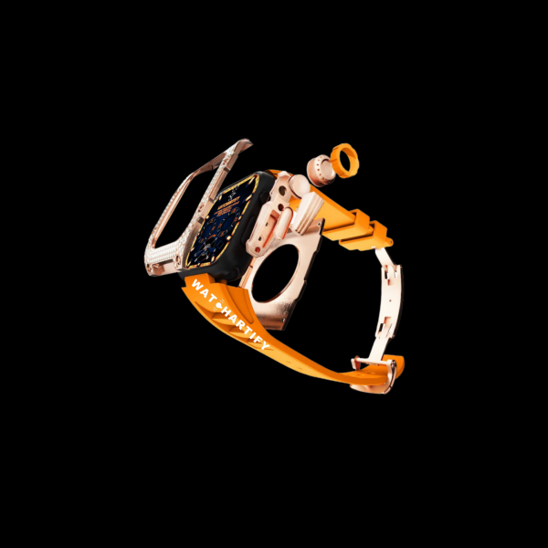 218 Apple Watch Case 44MM - Crystal TITAN Series Golden | Sunset Rubber