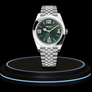 21 008368aa bfa0 4f50 8420 ebe6855ca35b SEIKO Mod Oyster Collection Rainbow Deep Green Dial NH35 Movement Silver Stainless Steel Strap