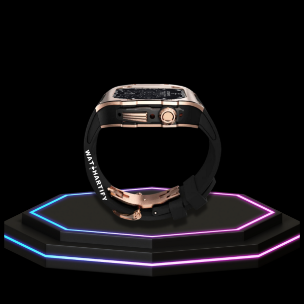 21 9e98807b cf73 4ed5 a556 9d199c354269 1 Apple Watch Case 45MM - TITAN Series Rose Gold Dark Titanium | Midnight Black Rubber