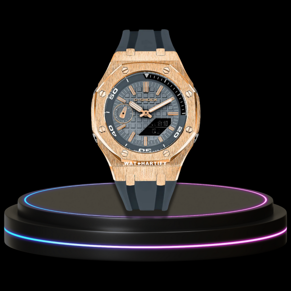 21 a30f2b22 bf7f 4add a5af c6abae1c0b1d G-SHOCK Casio GA2100 | OFFSHORE Series Rose Gold Mod Grey Rose Gold Dial | Grey Rubber