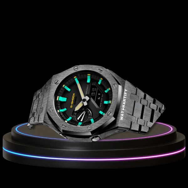 21 e6eb065e e84d 45ec 9641 357248966abc G-SHOCK Casio GA2100 | Titanium Series Midnight Black Yellow Dial Titanium Marker | Stainless Steel Strap