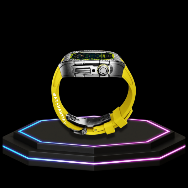 224 Apple Watch Case 44MM - Crystal TITAN Series Dark | Lemon Yellow Rubber