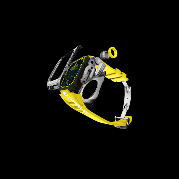 225 Apple Watch Case 44MM - Crystal TITAN Series Dark | Lemon Yellow Rubber