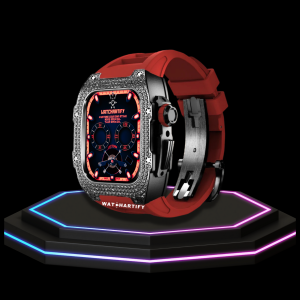 226 4221862c 05a2 4097 89c6 ce3c4373a5d7 Apple Watch Case 45MM - Crystal TITAN Series Dark | Scarlet Red Rubber