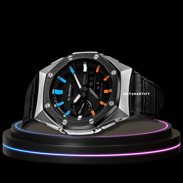 22 855a8053 76c2 4f84 aadf b564d897a865 G-SHOCK Casio GA2100 | SPORT Series Silver Dark Mod Midnight Black Dial | Dark Leather