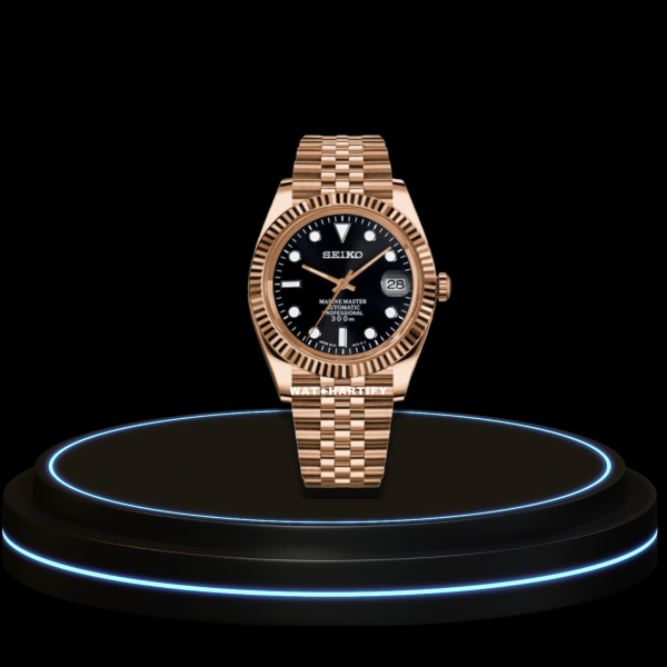22 da01e224 dff3 4207 bd33 660a4c54af3b SEIKO Mod Datejust Collection Rose Gold Dark Dial NH35 Automatic Movement Rose Gold Stainless Steel Strap