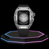 Apple Watch Case 45MM - CRYSTAL Silver Series Transparent | Midnight Rubber