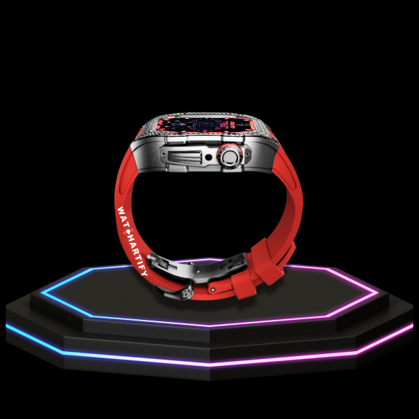231 88d0ac57 8f7e 4566 823a b715e9d07440 Apple Watch Case 45MM - Crystal TITAN Series Dark | Scarlet Red Rubber