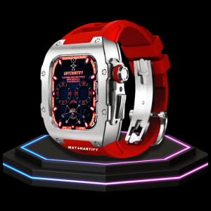 232 874b6e32 7361 4831 9282 368d58b25b76 Apple Watch Case 45MM - TITAN Series Silver Titanium | Red Rubber