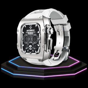 239 181ac2c5 fe3c 4008 ad9e 5b88676f9df4 Apple Watch Case 45MM - TITAN Series Silver Titanium | Snow White Rubber