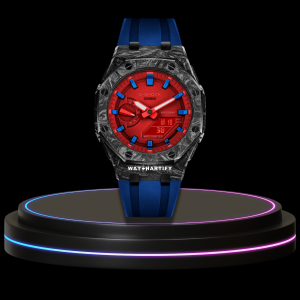 23 2816b21b 8f18 44e4 8246 f77736806baf G-SHOCK Casio GA2100 | CARBON FIBER Series Carbon Fiber Mod Diablo Red Dial | Blue Rubber