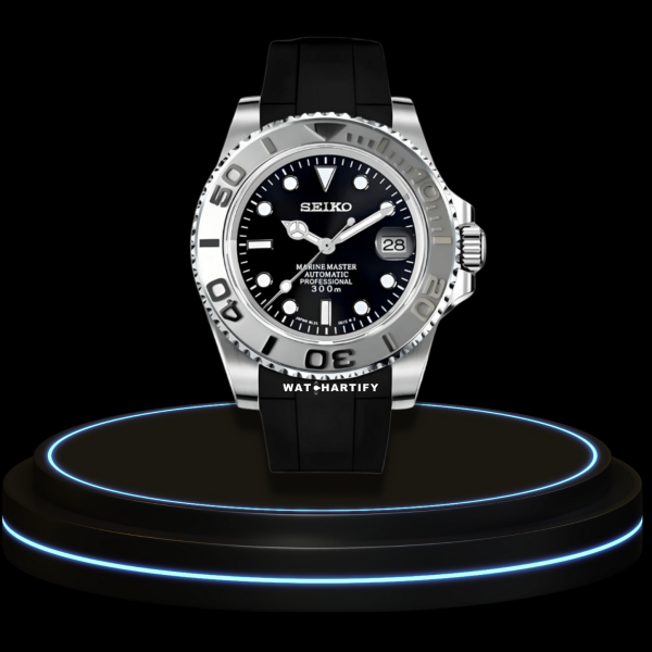 SEIKO Mod Submariner Collection Midnight Black Dial Grey Black Bezel NH35 Movement Dark Rubber