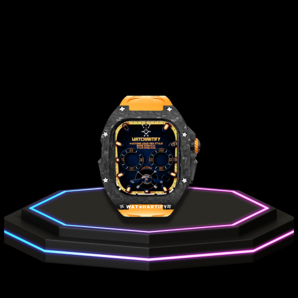 Apple Watch Ultra Case 49MM - TITAN Pro Series Luxury Dark Titan | Sunset Orange Rubber