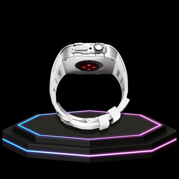 243 Apple Watch Case 44MM - TITAN Series Silver Titanium | Snow White Rubber