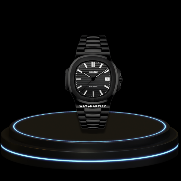 24 04344464 82ab 410f 8dfb 32b09b64c322 SEIKO Nautilus Mod Collection Midnight Black Dial NH35 Movement Dark Stainless Steel Strap