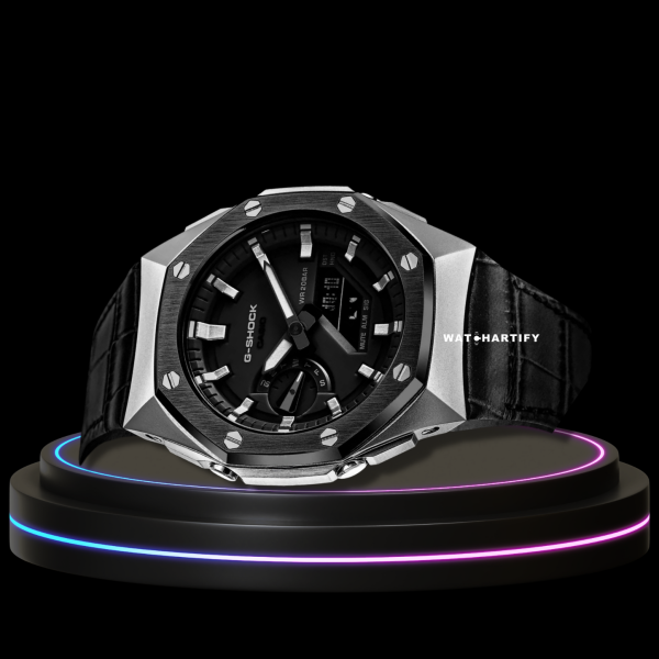 24 e9884de3 273d 428e 9eec 3f3e1bb81e38 G-SHOCK Casio GA2100 | SPORT Series Silver Midnight Black Mod Midnight Black Dial | Dark Leather