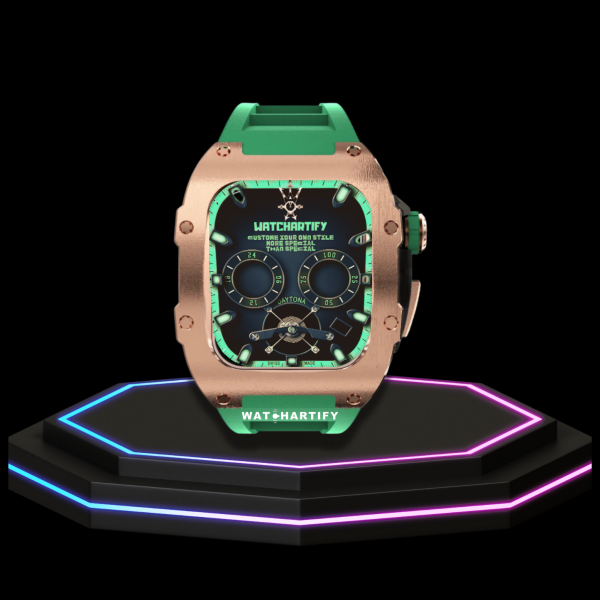 24 f82b76ff 67a2 4f3e b385 0ee07c810e59 Apple Watch Case 44MM - TITAN Series Rose Gold Dark Titanium | Green Rubber