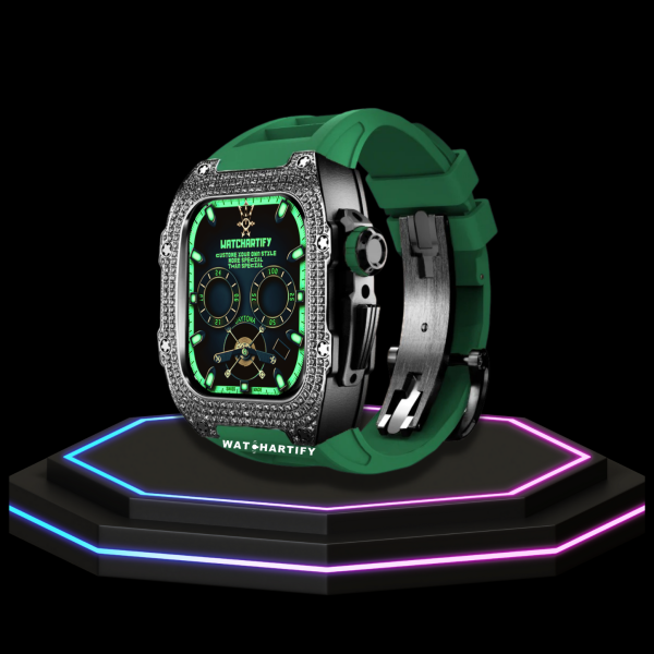 254 9fb7ec74 b639 4fc4 b04f 674e9f92c8e6 Apple Watch Case 44MM - Crystal TITAN Series Dark | Grass Green Rubber