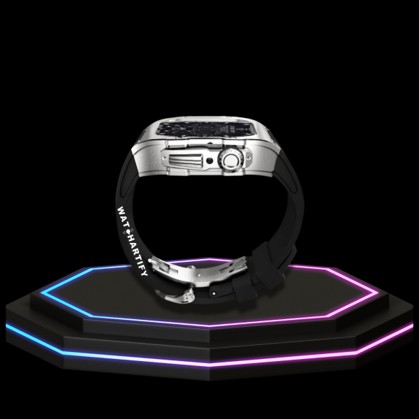 258 Apple Watch Case 44MM - TITAN Series Silver Titanium | Midnight Rubber
