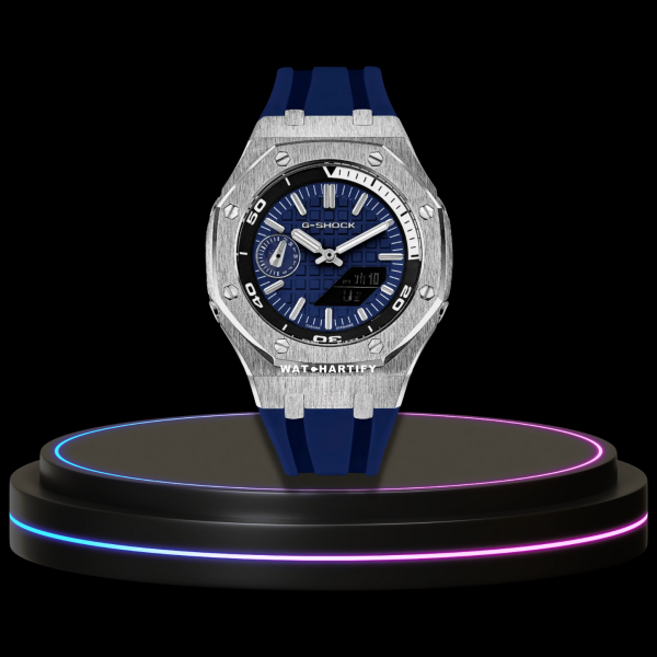 25 a414ab6a cafb 4adf bc0a edcb344e5a88 G-SHOCK Casio GA2100 | OFFSHORE Series Silver Mod Blue Snow White Dial | Blue Rubber