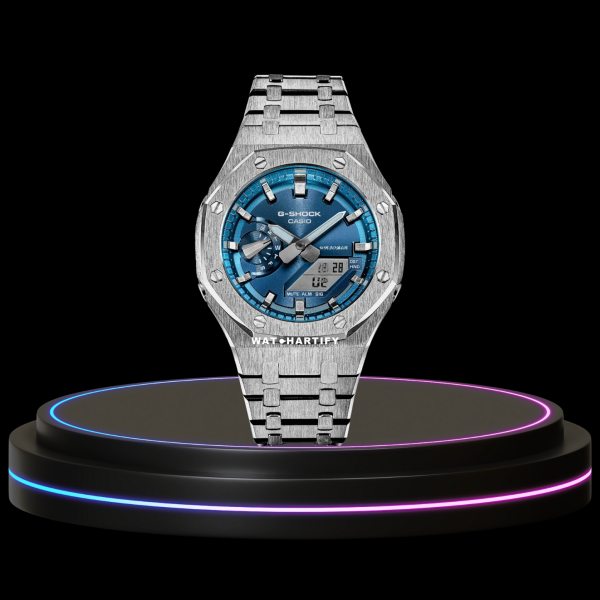 25 ab37efa0 964e 4dc6 8542 0bc9f93c8640 G-SHOCK Casio GA2100 | Silver Series Metallic Tiffany Deep Blue Dial Silver Marker | Stainless Steel Strap