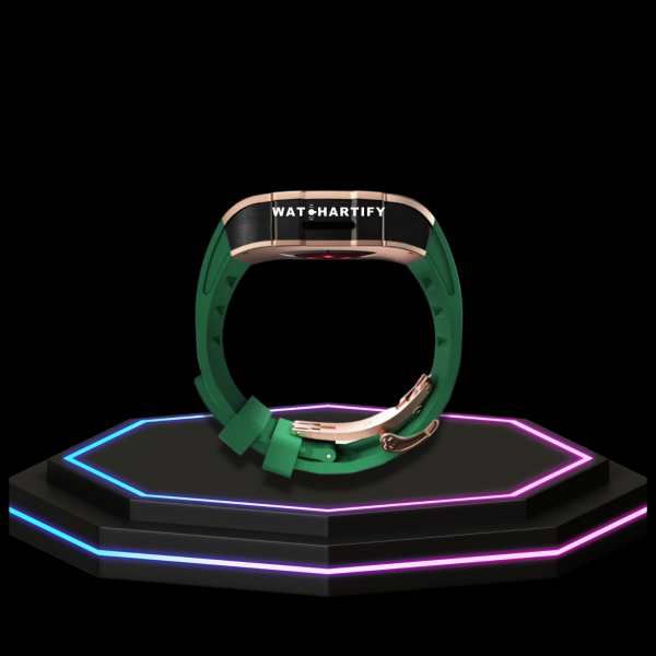 25 e61edf2c 81d3 4e65 a36d 6504fd153706 1 Apple Watch Case 45MM - TITAN Series Rose Gold Dark Titanium | Green Rubber