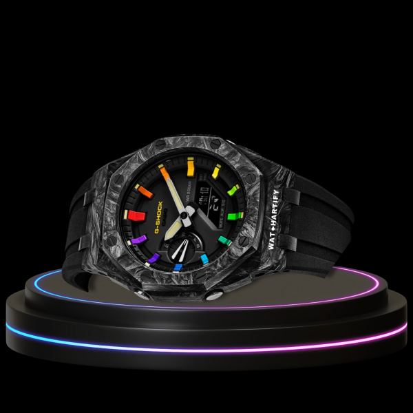 25 e74f92e0 d668 45e3 9378 5b2e2285493c G-SHOCK Casio GA2100 | Carbon Fiber Series Midnight Black Dial Rainbow Marker | Dark Rubber