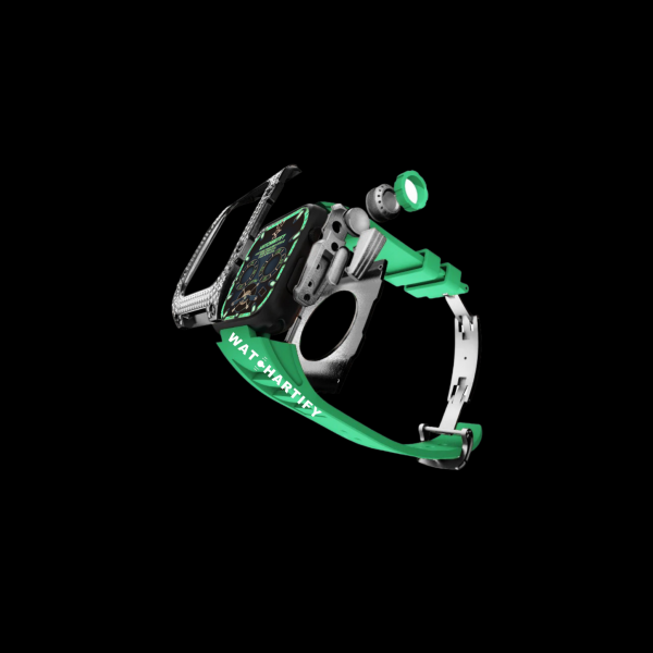 260 91be075a 58c4 4ba4 a9c4 3f7f2b82f36a Apple Watch Case 44MM - Crystal TITAN Series Dark | Grass Green Rubber