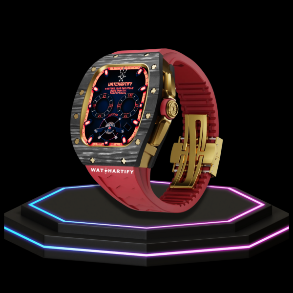 268 Apple Watch Case 44MM - TITANIUM CARBON Series Royal | Scarlet Red Rubber