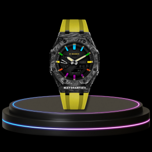 26 520f7b35 9b4a 45c3 9de7 6172f03f9c99 G-SHOCK Casio GA2100 | Carbon Fiber Series Midnight Black Dial Rainbow Marker | Yellow Rubber