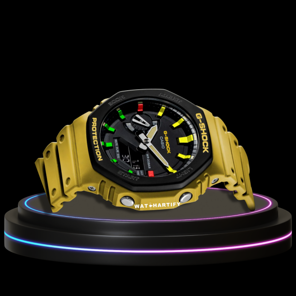 26 d1e6ed44 ce84 4ad3 bd10 9f7eae464231 G-SHOCK Casio GA2100 | CASIO OAK Series Rainbow Lemon Yellow Dial | Yellow Rubber