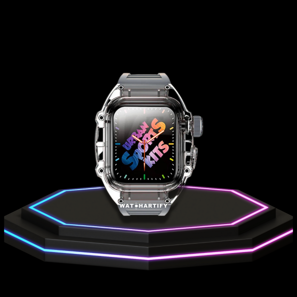 275 03383871 3d86 4c12 8684 b51d01748805 Apple Watch Case 45MM - ICE Series Transparent | Fluorescent Cube Gray Rubber