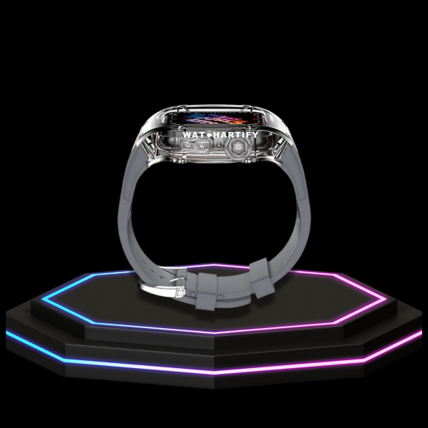 279 9e26178b 03f8 41fa 8afc 94d6e3363f28 Apple Watch Case 44MM - ICE Series Transparent | Fluorescent Cube Gray Rubber