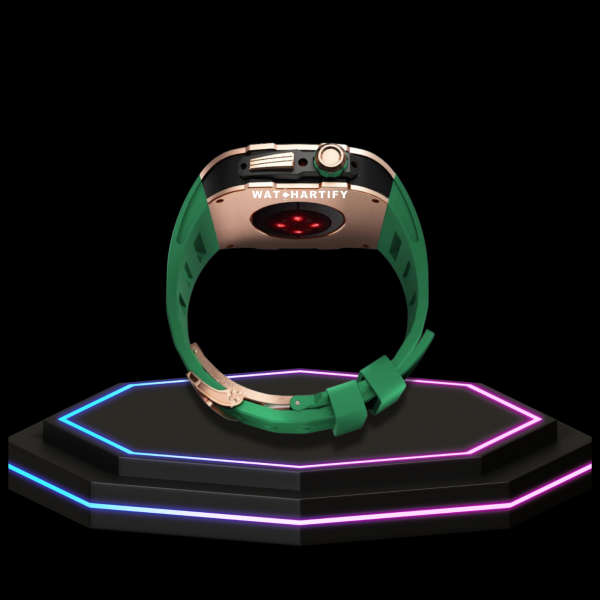 27 60e241fb 4b4c 41fc 9c5c bb570988976f Apple Watch Case 44MM - TITAN Series Rose Gold Dark Titanium | Green Rubber