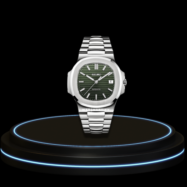 27 dbbbfb37 edcc 470e 83f2 cdbce0201bec SEIKO Nautilus Mod Collection Royal Green Dial NH35 Movement Silver Stainless Steel Strap