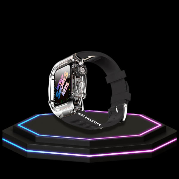 281 b5696b9c 2279 4043 b2d4 3b99efe9683f Apple Watch Case 45MM - ICE Series Transparent | Fluorescent Cube Black Rubber