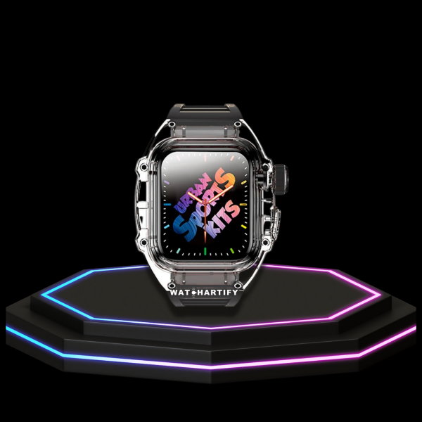 282 4cf52af5 6542 4722 821f 945d802db175 Apple Watch Case 44MM - ICE Series Transparent | Fluorescent Cube Black Rubber