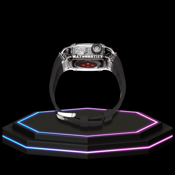 283 8634669c 425e 4fb0 9eb5 7e88e7477094 Apple Watch Case 44MM - ICE Series Transparent | Fluorescent Cube Black Rubber