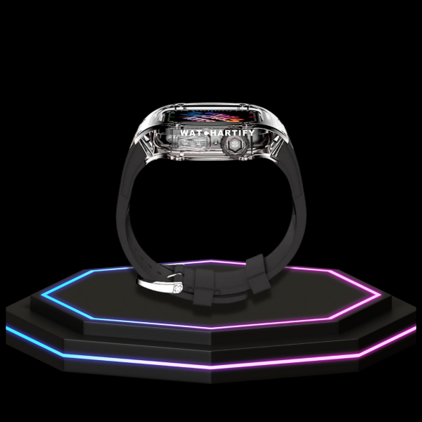 286 bae4b4d4 97ca 4196 b654 d86066b22e05 Apple Watch Case 45MM - ICE Series Transparent | Fluorescent Cube Black Rubber