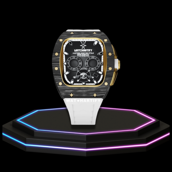 Apple Watch Case 45MM - TITANIUM CARBON Series Royal | Snow White Rubber