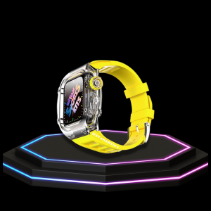 288 d4d49677 41c3 4ef1 9f37 915a61ab0791 Apple Watch Case 45MM - ICE Series Transparent | Fluorescent Canary Yellow Rubber