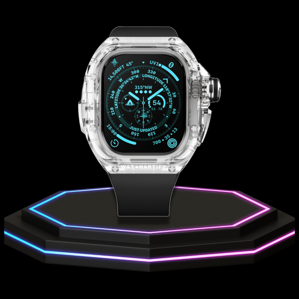 28 174474cb 7282 42e6 86af 37b9ae11010b Apple Watch Ultra Case 49MM - CRYSTAL Pro Silver Series Luminary | Midnight Black Rubber