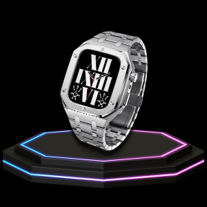 28 1b174e0f 1a93 4b48 a946 b68cb090e94e Apple Watch Case 44MM - GONDOLO Series Silver Steel