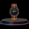G-SHOCK Casio GA2100 | Carbon Fiber Series Midnight Black Dial Rainbow Marker | Sunset Orange Rubber