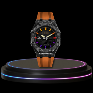 28 2a04e8f1 8891 48af b455 917356e674e8 G-SHOCK Casio GA2100 | Carbon Fiber Series Midnight Black Dial Rainbow Marker | Sunset Orange Rubber