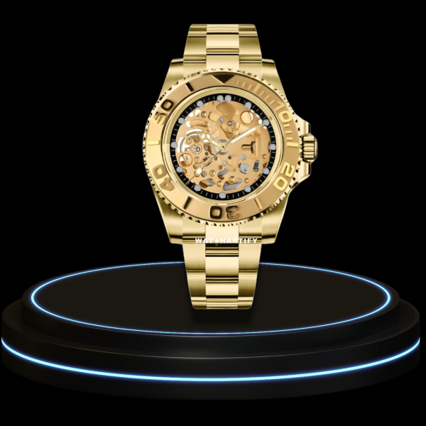 SEIKO Mod Submariner Collection Gold Dial Gold Bezel NH35 Movement Gold Stainless Steel Strap