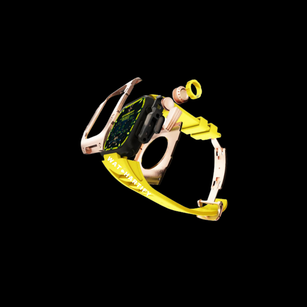 290 3890155b e4ab 4ffc 95ff 768454f03590 1 Apple Watch Case 45MM - TITAN Series Rose Gold Dark Titanium | Yellow Rubber