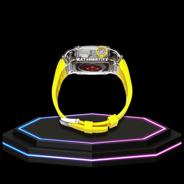 290 f56d425f c808 4094 9f19 34d5cef8daec Apple Watch Case 45MM - ICE Series Transparent | Fluorescent Canary Yellow Rubber