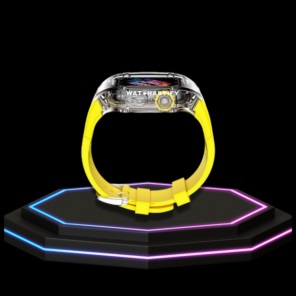 293 12095449 730e 4313 9ee0 9314124f1d25 Apple Watch Case 45MM - ICE Series Transparent | Fluorescent Canary Yellow Rubber
